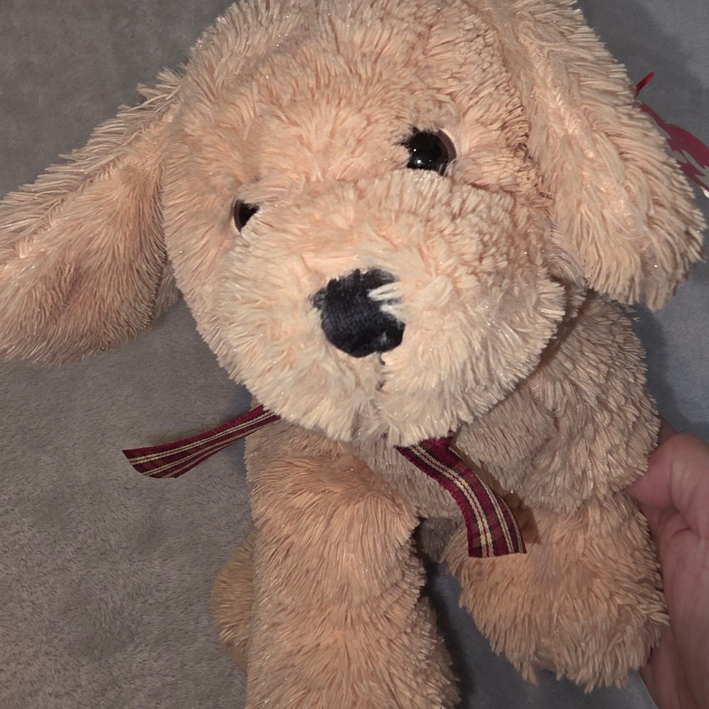 Two Ty‎ Classic Plush Brown Beige Puppy Dog Stuffed Animal With Scarf - Picture 3 of 9